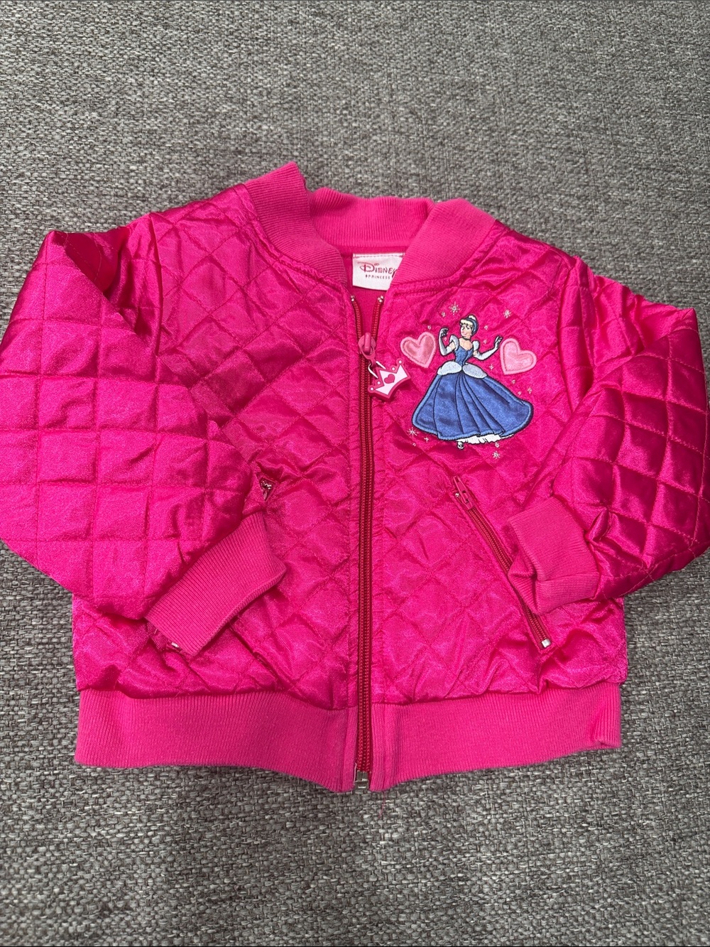 Vintage Disney Hot Pink Quilted Cinderella Puffer Jacket